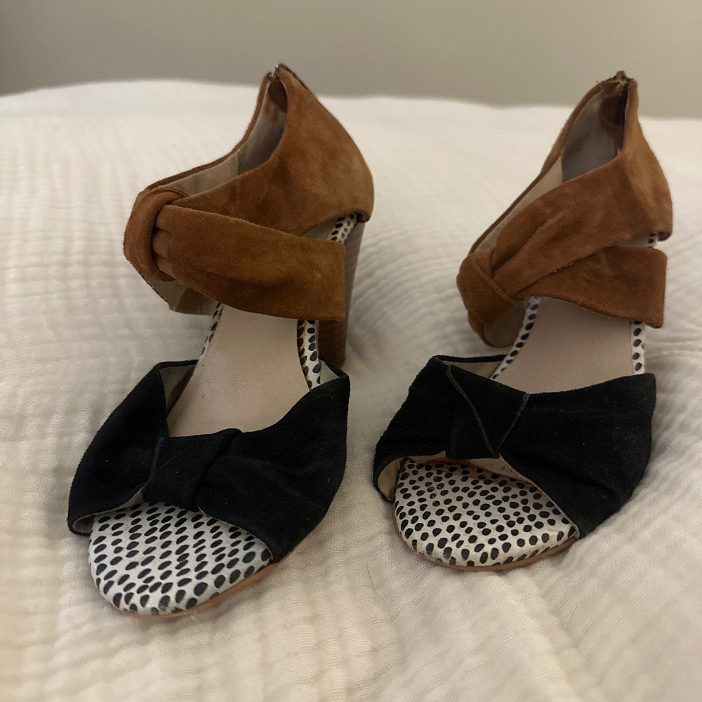 Lien Do Size 8 Suede Black Brown Heels Anthropologie